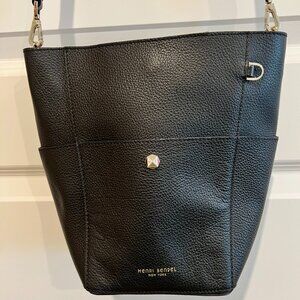 Henri Bendel Black Mini Bucket Bag with Rose Gold Interior